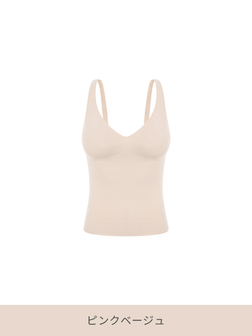 [2SET] andar オールデイフィット ピーチ起毛キャミソール (パッド一体型) &ショーツ