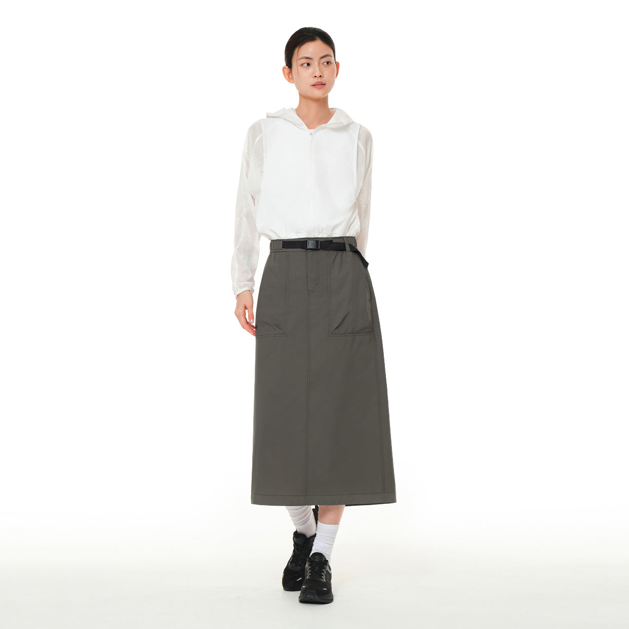 ウーブン ベルテッド ロングスカート