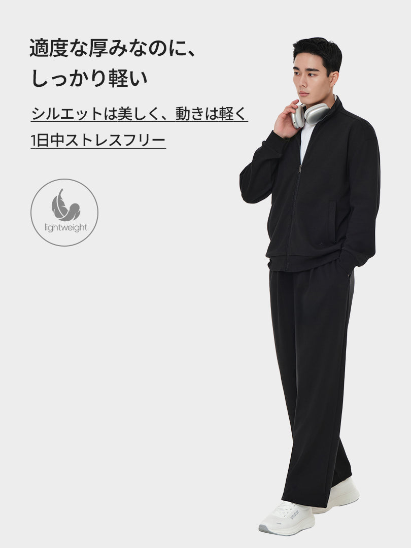 [SET] Mildmooth メンズ セットアップ (ワイドパンツ＋ジップアップ)