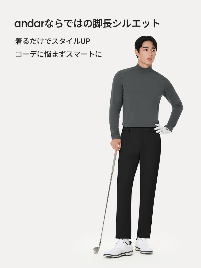 [2SET] Airsolid メンズ ライト裏起毛 スラックス (バンドver /  ゴルフver)＋クラシックソックス贈呈 - andar JAPAN