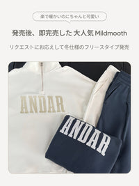 Mildmooth シグネチャーロゴ入りフリースカラージップアップ - andar JAPAN