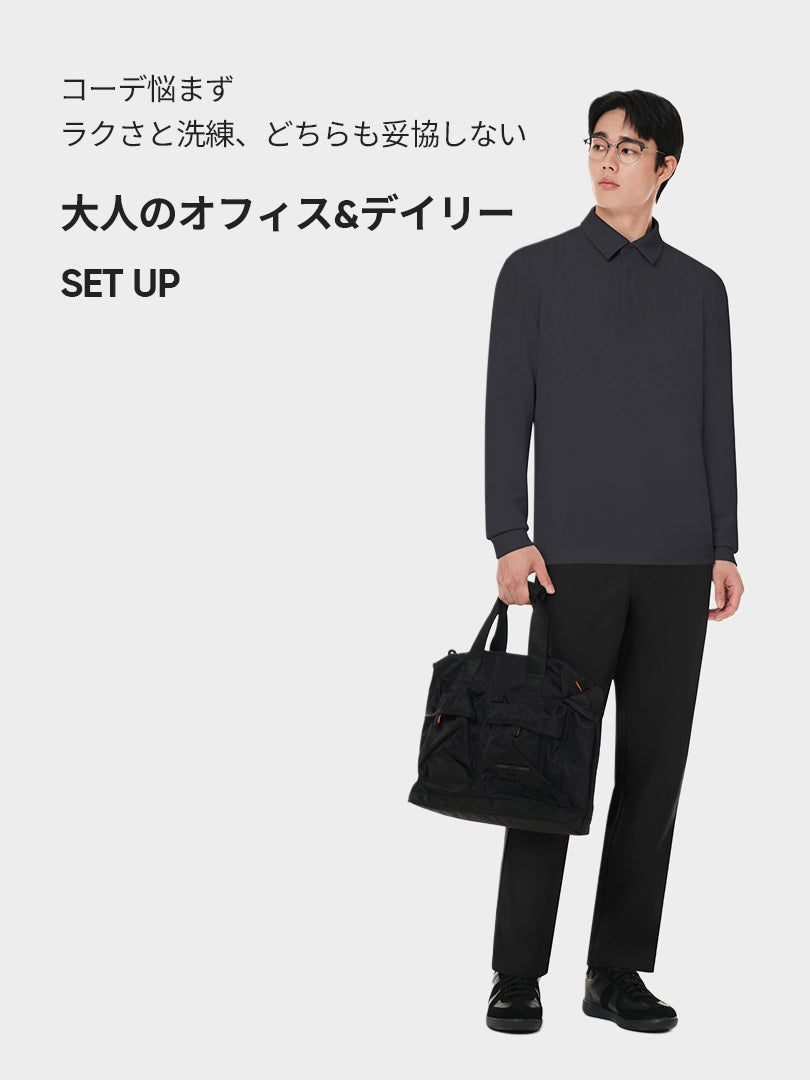 [SET] Primeknit ニットポロセットアップ (Urbanactive スラックス＋Primeknit ニットポロ) ＋クラシックソックス贈呈 - andar JAPAN