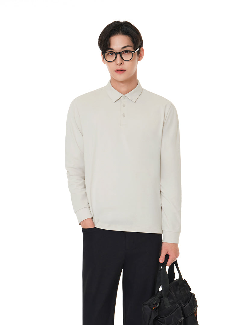 Airy Fit Feather メンズ ポロシャツ (長袖) - andar JAPAN
