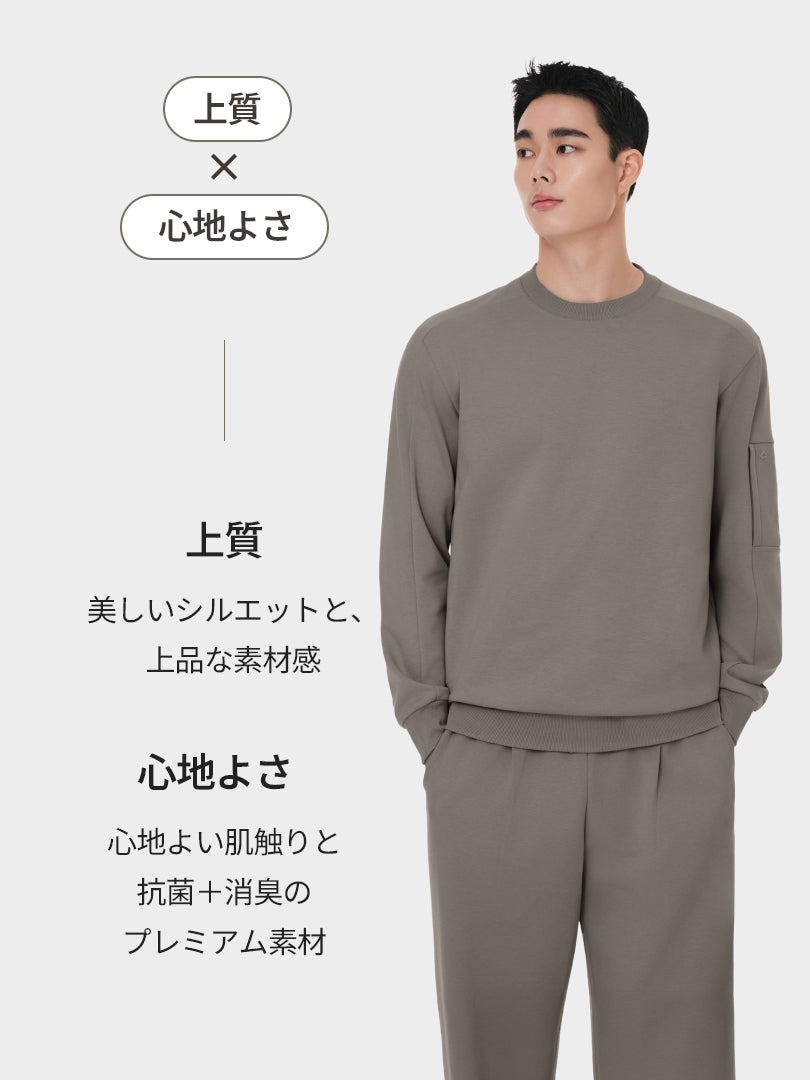 [SET] Mildmooth メンズ セットアップ (ワイドパンツ＋トレーナー) - andar JAPAN