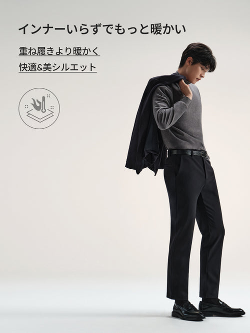 [SET] メンズ ライト裏起毛 オフィスセットアップ (Airsolid スラックス＋Airy Fit ポロシャツ)＋クラシックソックス贈呈 - andar JAPAN