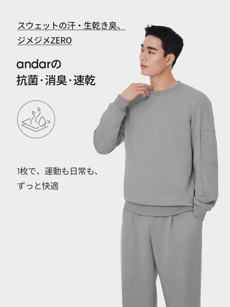 Mildmooth メンズ リラックスフィット トレーナー - andar JAPAN