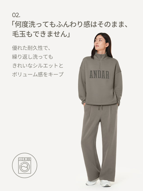 Mildmooth シグネチャーロゴ入りフリースカラージップアップ - andar JAPAN