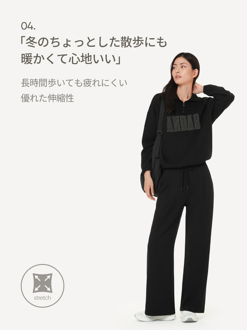 Mildmooth シグネチャーロゴ入りフリースカラージップアップ - andar JAPAN