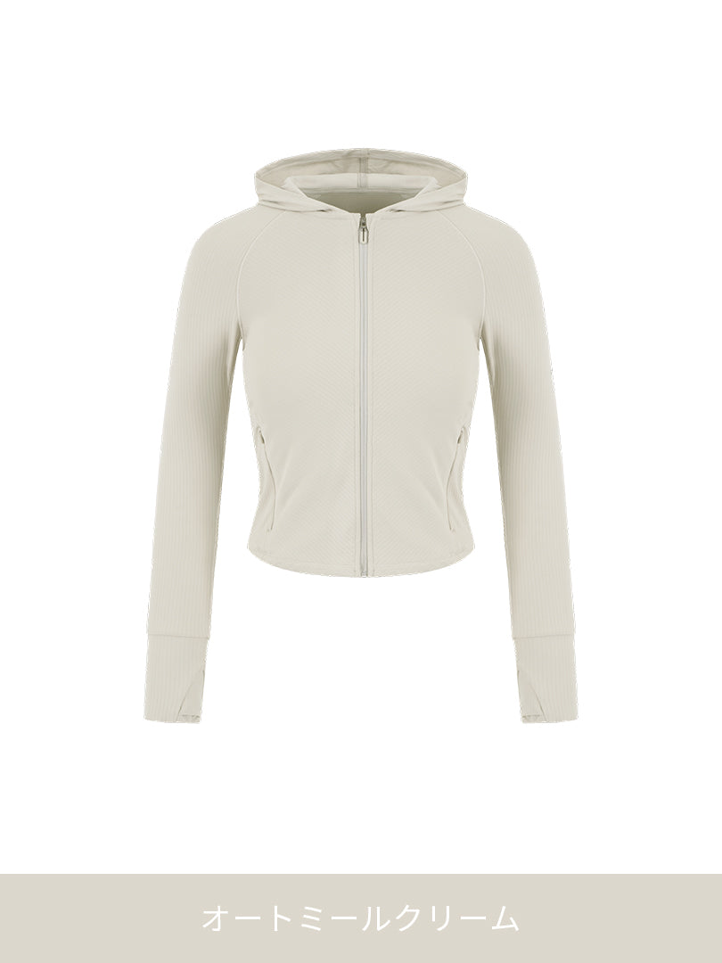 [LAST CHANCE SALE]  Airella リブド ジップアップパーカー - andar JAPAN