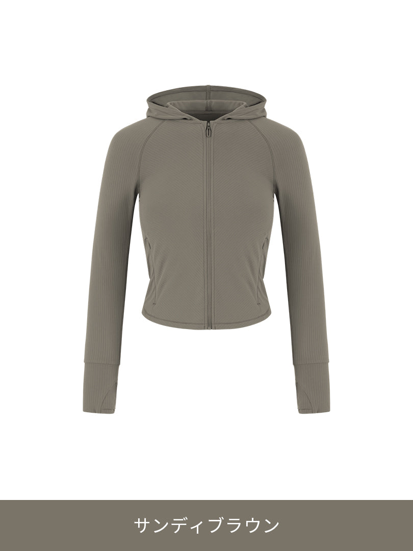 AULA ALA アウラアイラ　ジップパーカー美品 LAST SIZE] Airella リブド ジップアップパーカー | andar JAPAN