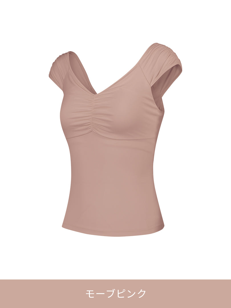 Airexpert シャーリング キャップスリーブ タンクトップ スポーツブラ - andar JAPAN