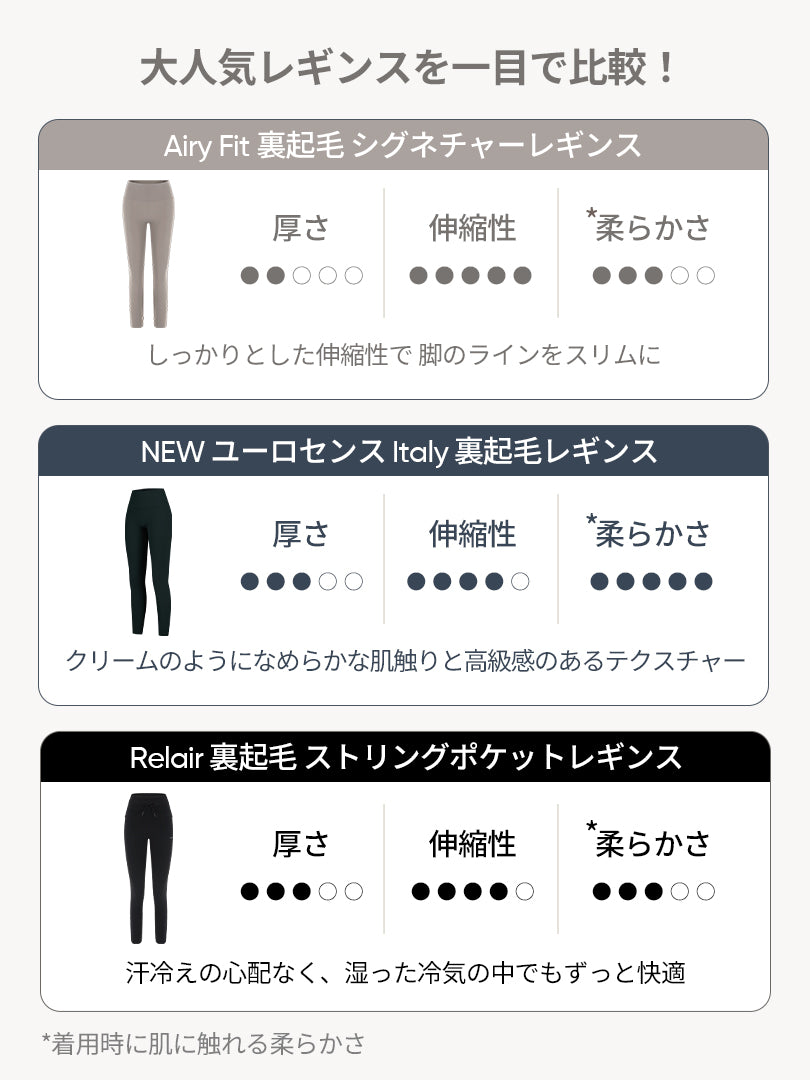 Relair 裏起毛 ストリングポケットレギンス（9分丈）