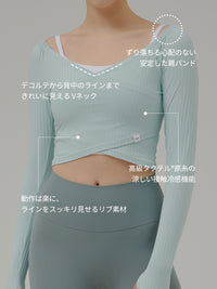 [1+1+GIFT] リブド ラップスタイル クロップド トップス - andar JAPAN