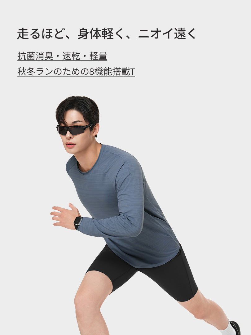 Wave Breath メンズ ランニングTシャツ (長袖)