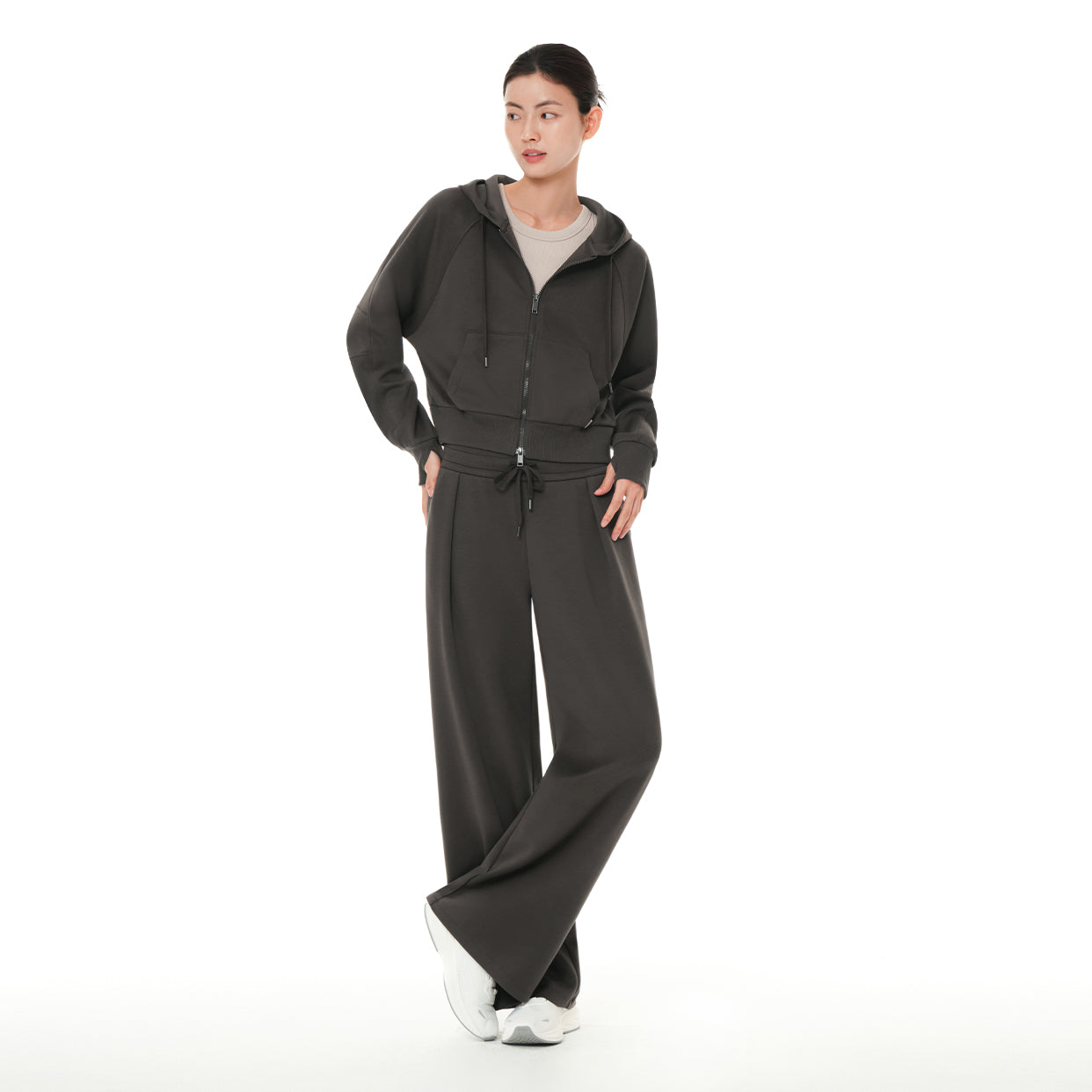 [SET] mildmoothセットアップ (クロップド ジップアップパーカ＋ワイドパンツ) - andar JAPAN