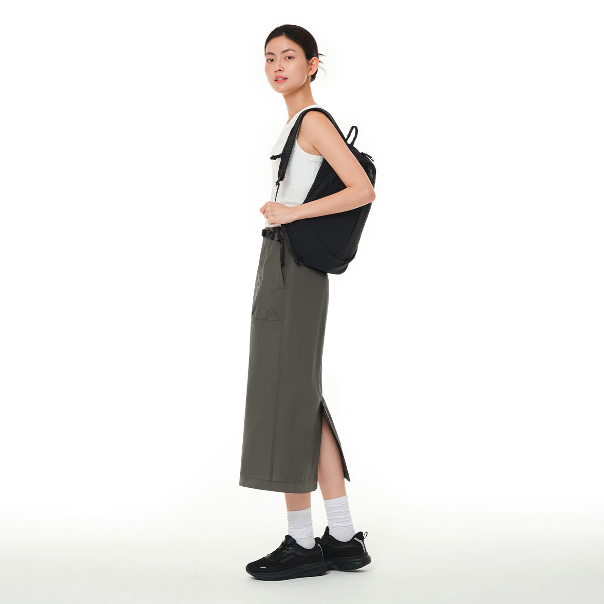 ウーブン ベルテッド ロングスカート