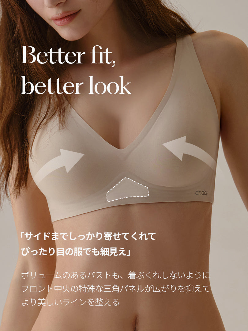 [2SET] andar オールデイフィット CDE ブラ (パッド一体型 / 2タイプ選択可能)&ショーツ - andar JAPAN