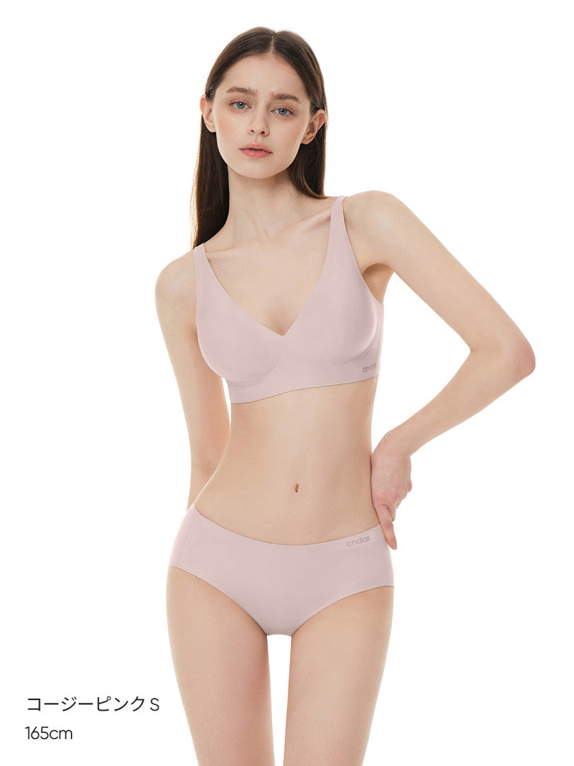 [5+1SET] andar オールデイフィット ブラ (パッド一体型 / 2タイプ選択可)& ショーツ