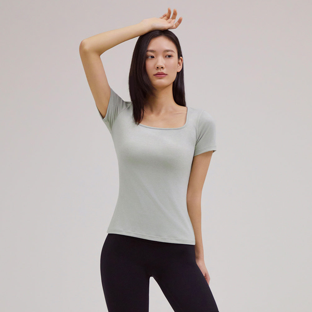 [1+1+GIFT] Airtouch スクエアネック Tシャツ (半袖) - andar JAPAN