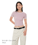 Softension ネックポイント クロップド トップス (半袖) - andar JAPAN
