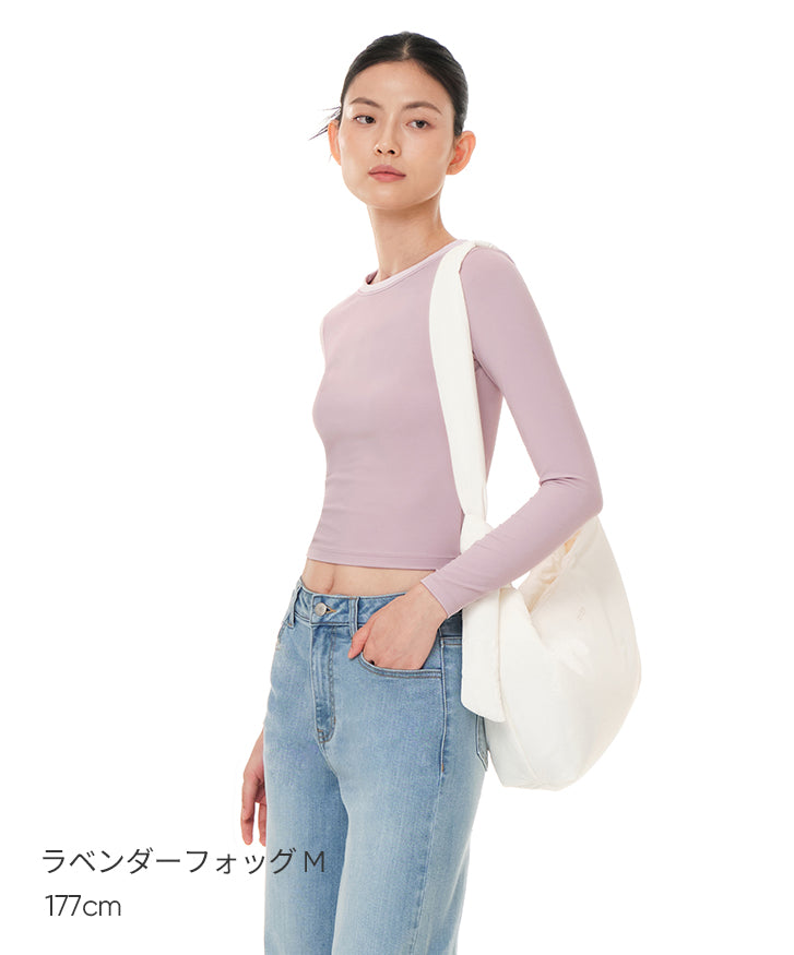 Softension ネックポイント クロップド トップス (長袖) - andar JAPAN