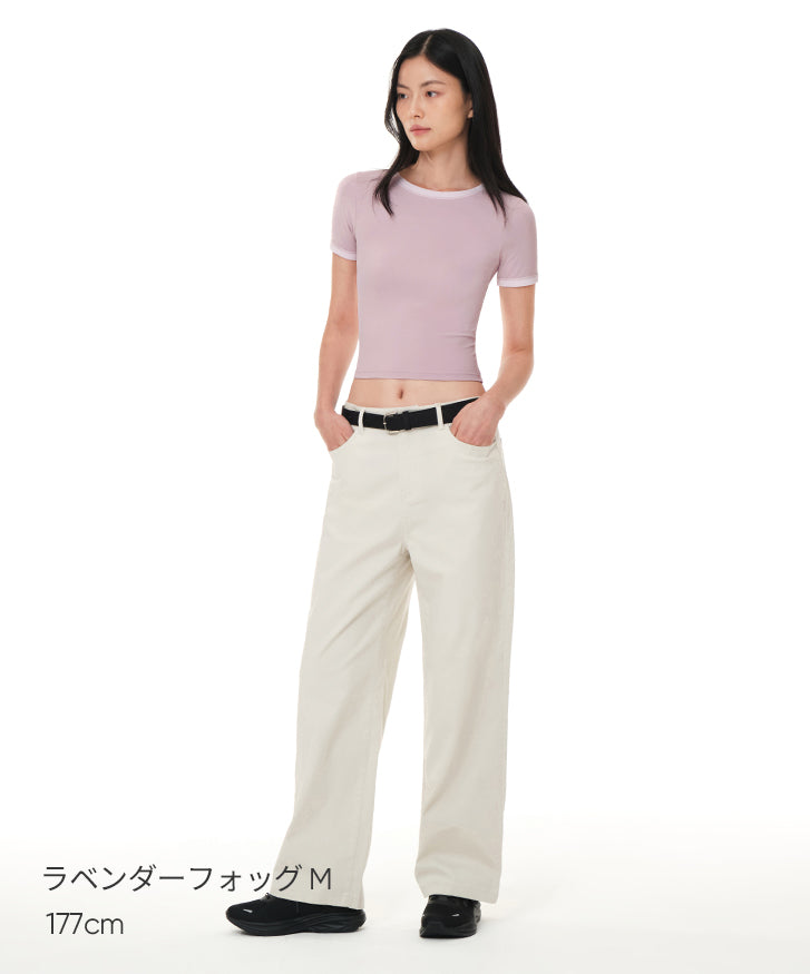 Softension ネックポイント クロップド トップス (半袖) - andar JAPAN