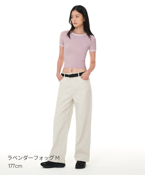 Softension ネックポイント クロップド トップス (半袖) - andar JAPAN