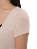 Fresh-Ribbed ラップスタイル トップス (半袖) - andar JAPAN