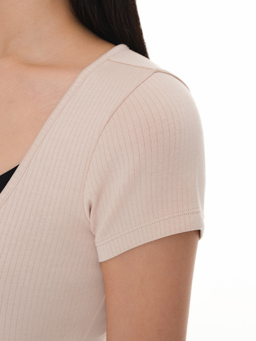 Fresh-Ribbed ラップスタイル トップス (半袖) - andar JAPAN