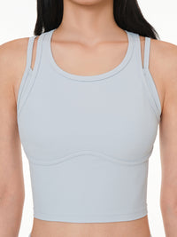 [2+1] Air-Ribbedレイヤードクロップドスポーツブラ