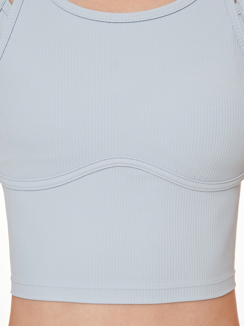 [2+1] Air-Ribbedレイヤードクロップドスポーツブラ