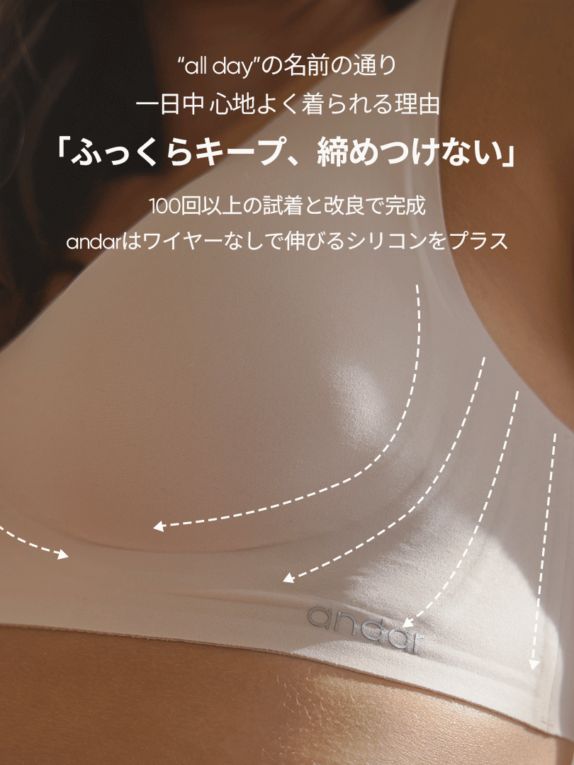 [5+1SET] andar オールデイフィット ブラ (パッド一体型 / 2タイプ選択可)& ショーツ - andar JAPAN