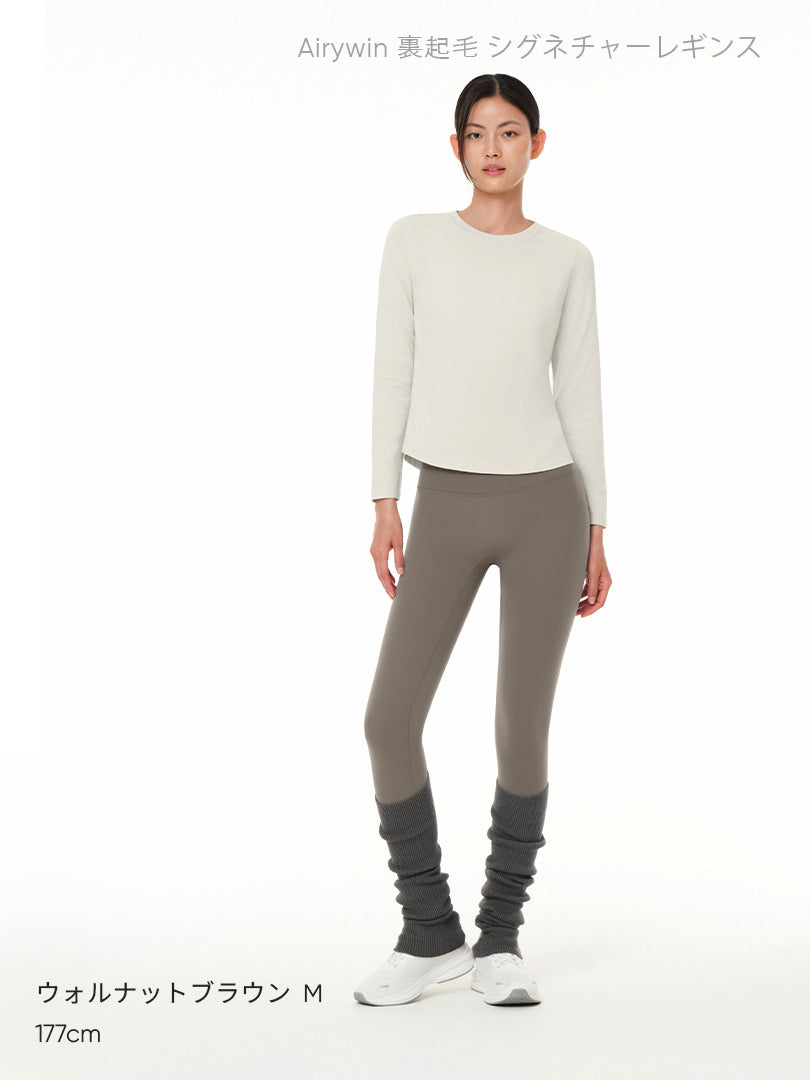 [SET] 裏起毛All-in-Oneセット(Airywin 裏起毛 レギンス+Airy Fit ピーチ起毛 オーバーフィット+クロップドトップ+5本指ソックス) - andar JAPAN