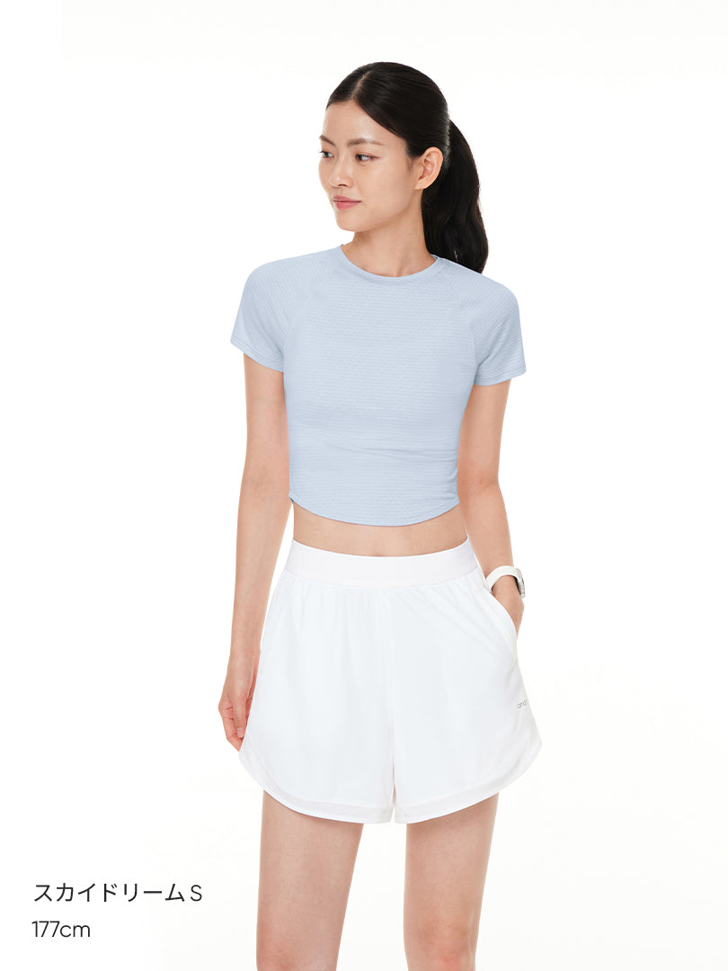 Featherymotion クロップ Tシャツ (半袖)