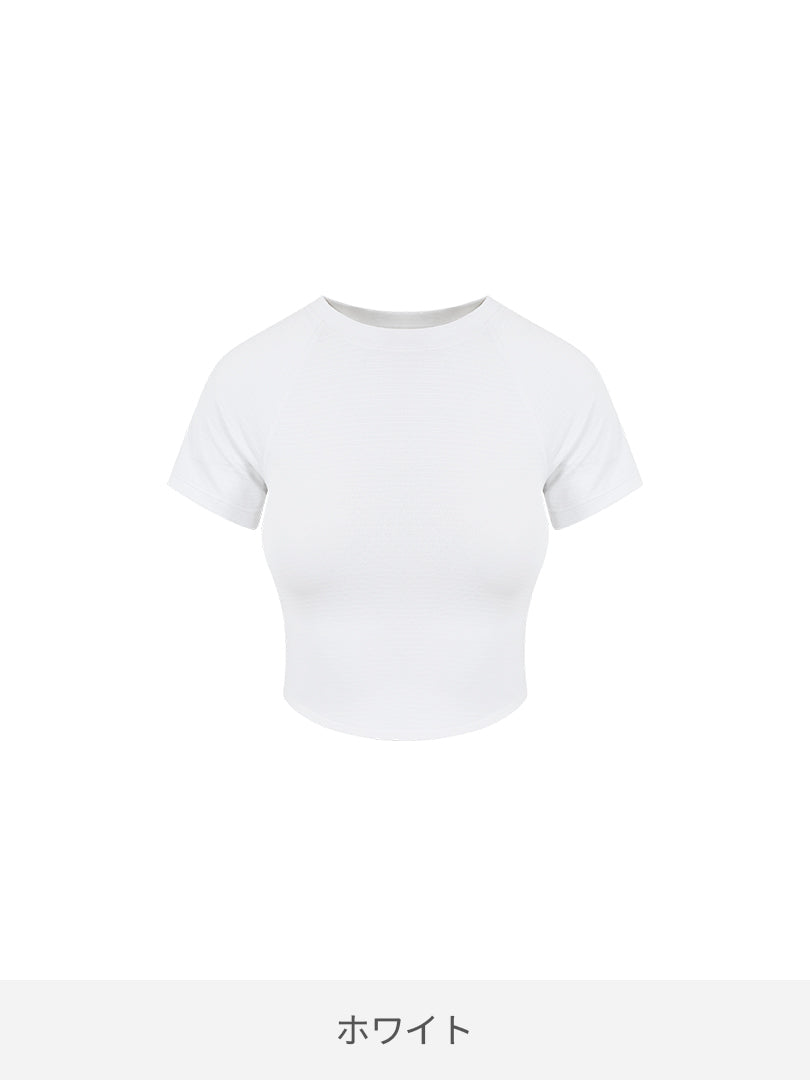 Featherymotion クロップ Tシャツ (半袖)