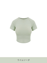 [SET] 汗ジミフリー ピラティスセットアップ (クロップTシャツ+ブーツカットレギンス)