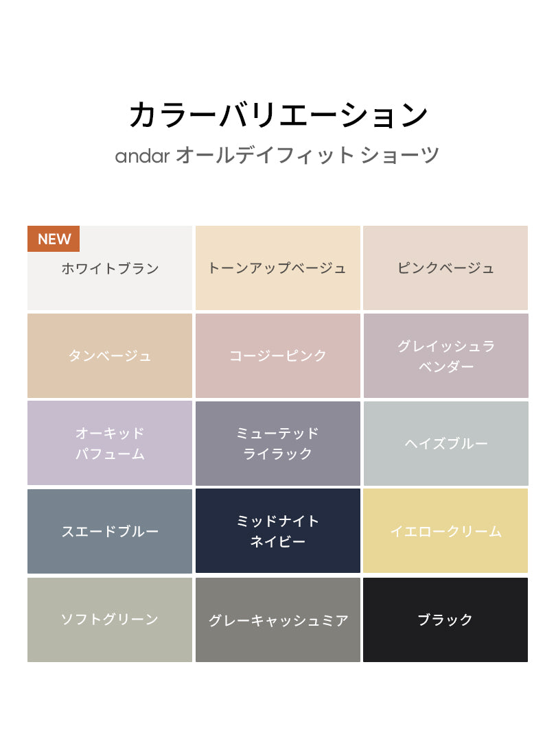 [5+1SET] andar オールデイフィット ブラ (パッド一体型 / 2タイプ選択可)& ショーツ