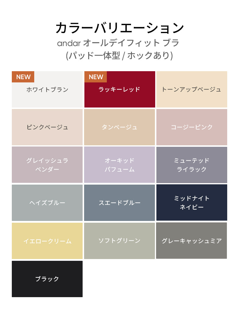 [2026 運気UP!] [3SET]andar オールデイフィットブラ(パッド一体型／2タイプ選択可)＆ショーツ