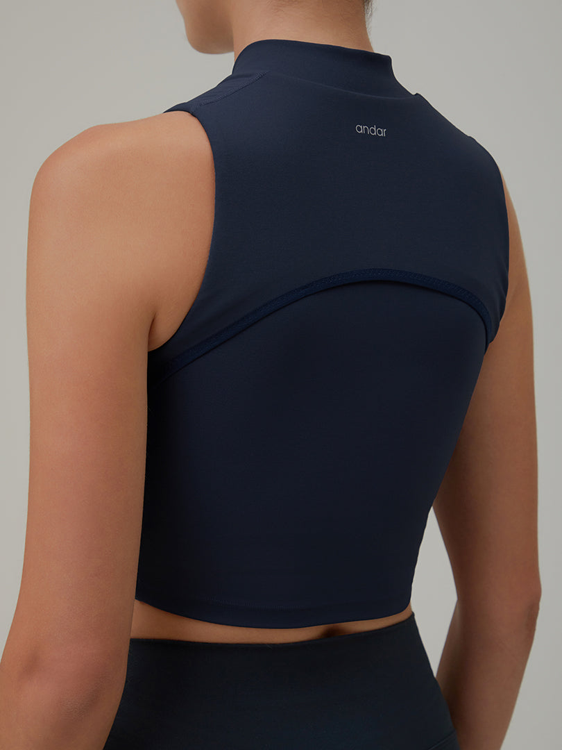 Aircooling ハーフネック フロントファスナー クロップド スポーツブラ - andar JAPAN