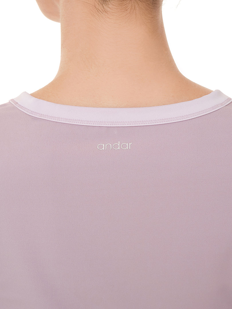 Softension ネックポイント クロップド トップス (長袖) - andar JAPAN