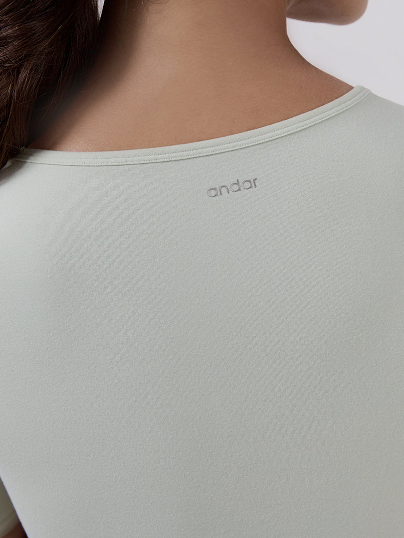 [LAST SIZE] Cottonlike クロップドトップス (5分袖) - andar JAPAN